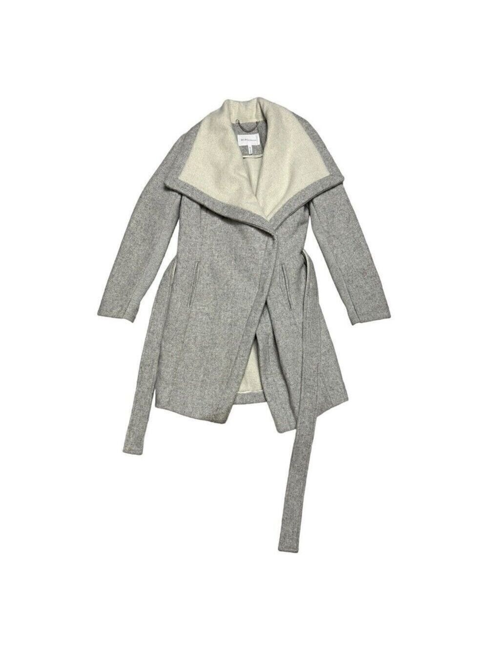 BCBG Generation WOOL Blend Luxury Designer Trench Pea Coat Womens XS